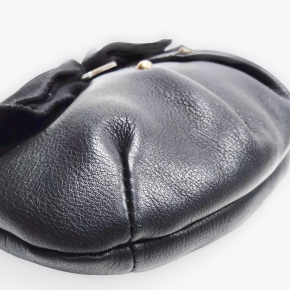 Auth Salvator Ferragamo Black Leather Small Studded Crescent Vara Hobo Bag - Picture 5 of 9